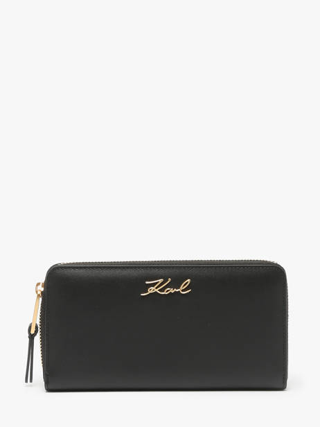 Portefeuille K Signature Leder Karl lagerfeld Zwart k signature A1W32106